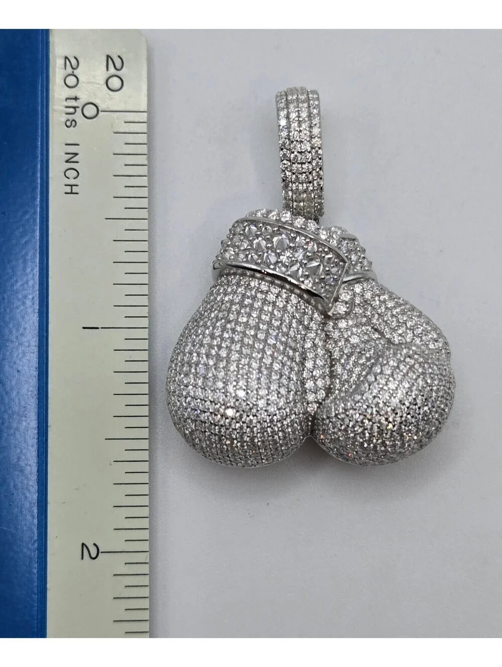 NEW Solid 925 Sterling Silver Boxing Gloves Pendant 8.0CTW VVS1 Moissanite Iced